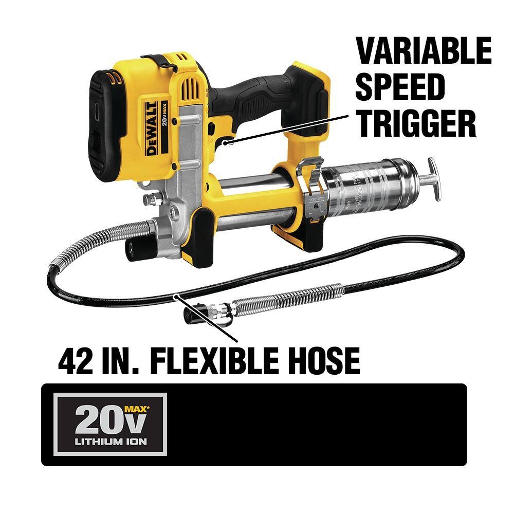 DEWALT DCGG571Bw4b 20V MAX Cordless 10 000 PSI Variable Speed Grease Gun And 1 20V MAX XR Premium Lithium Ion 4 0Ah Battery BigEasyMart