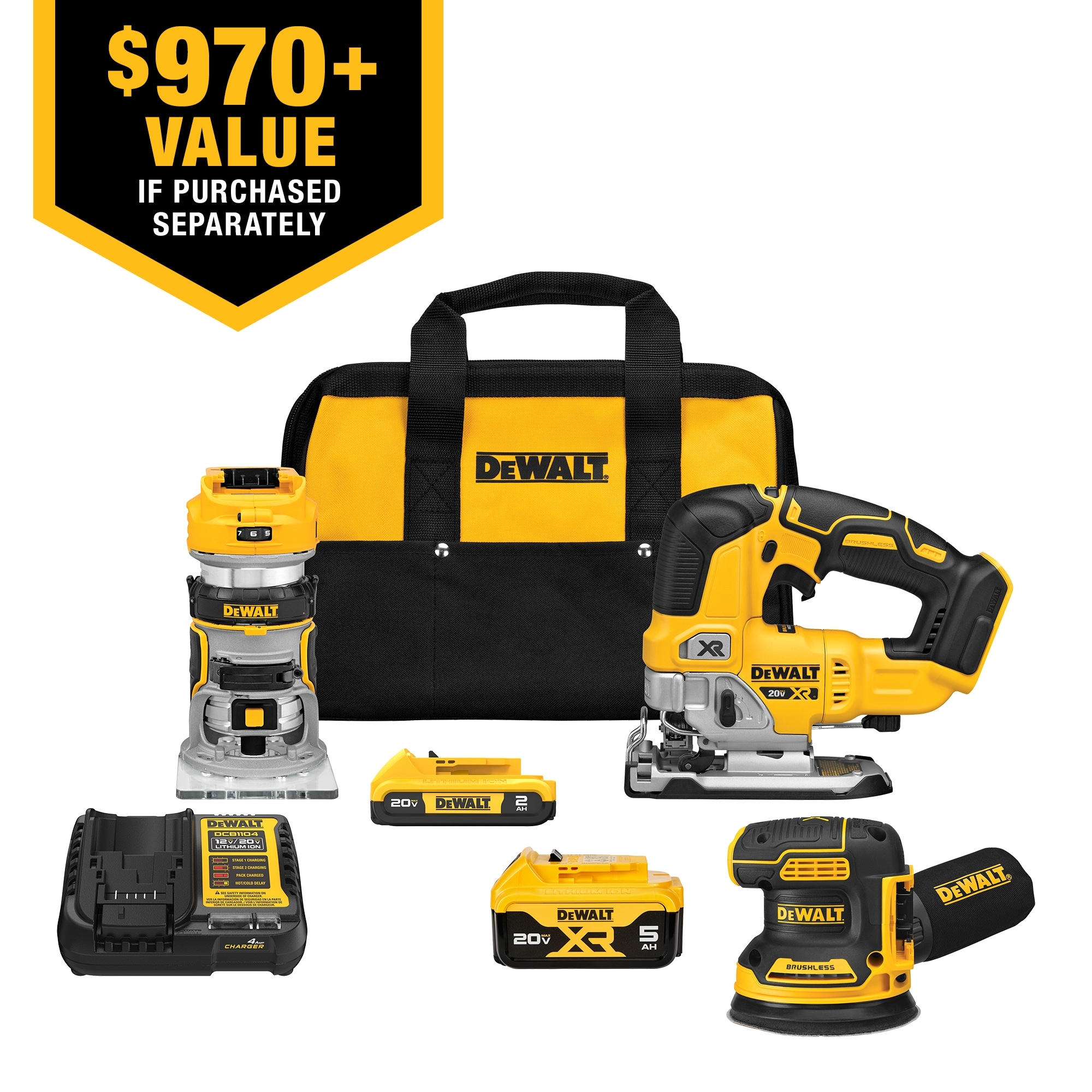 DeWalt DCK307D1P1 20V Max XR 3 Tool Woodworking 5 0Ah Combo Kit