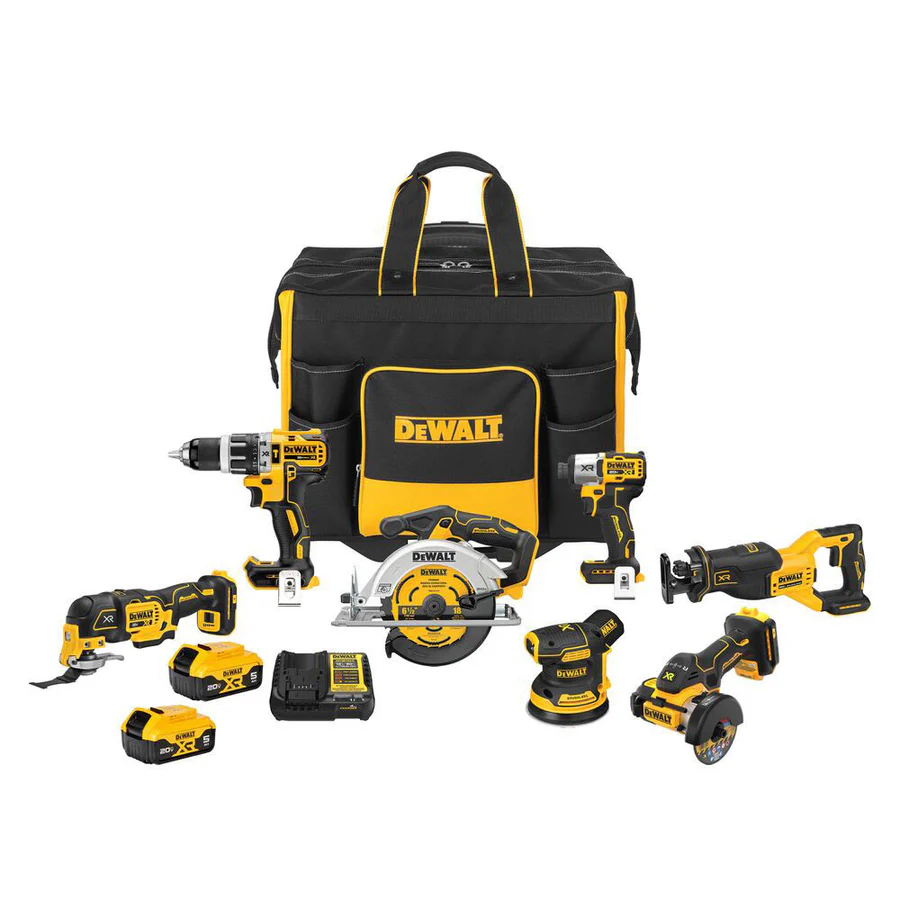 DEWALT DCKSS730P2 20V MAX Cordless 7 Tool Combo Kit With Rolling Contractor Bag