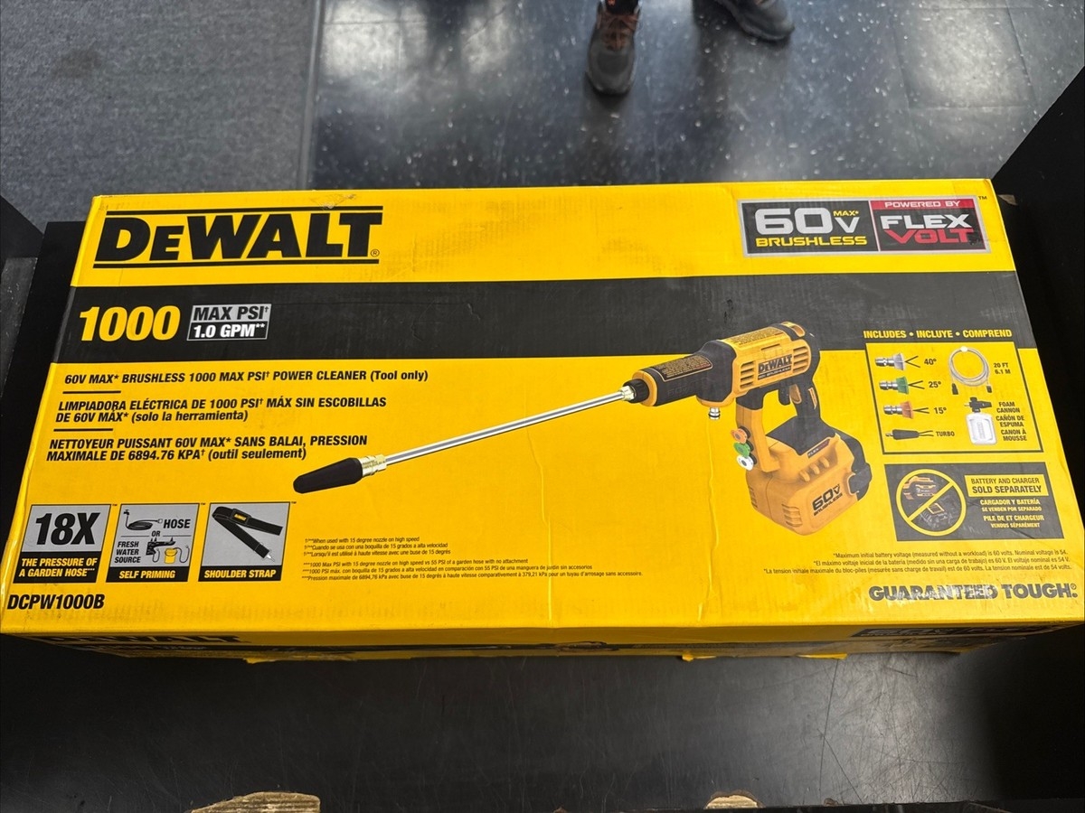 DeWALT DCPW1000B 60V FLEXVOLT 1000 PSI Cordless Power Cleaner For 