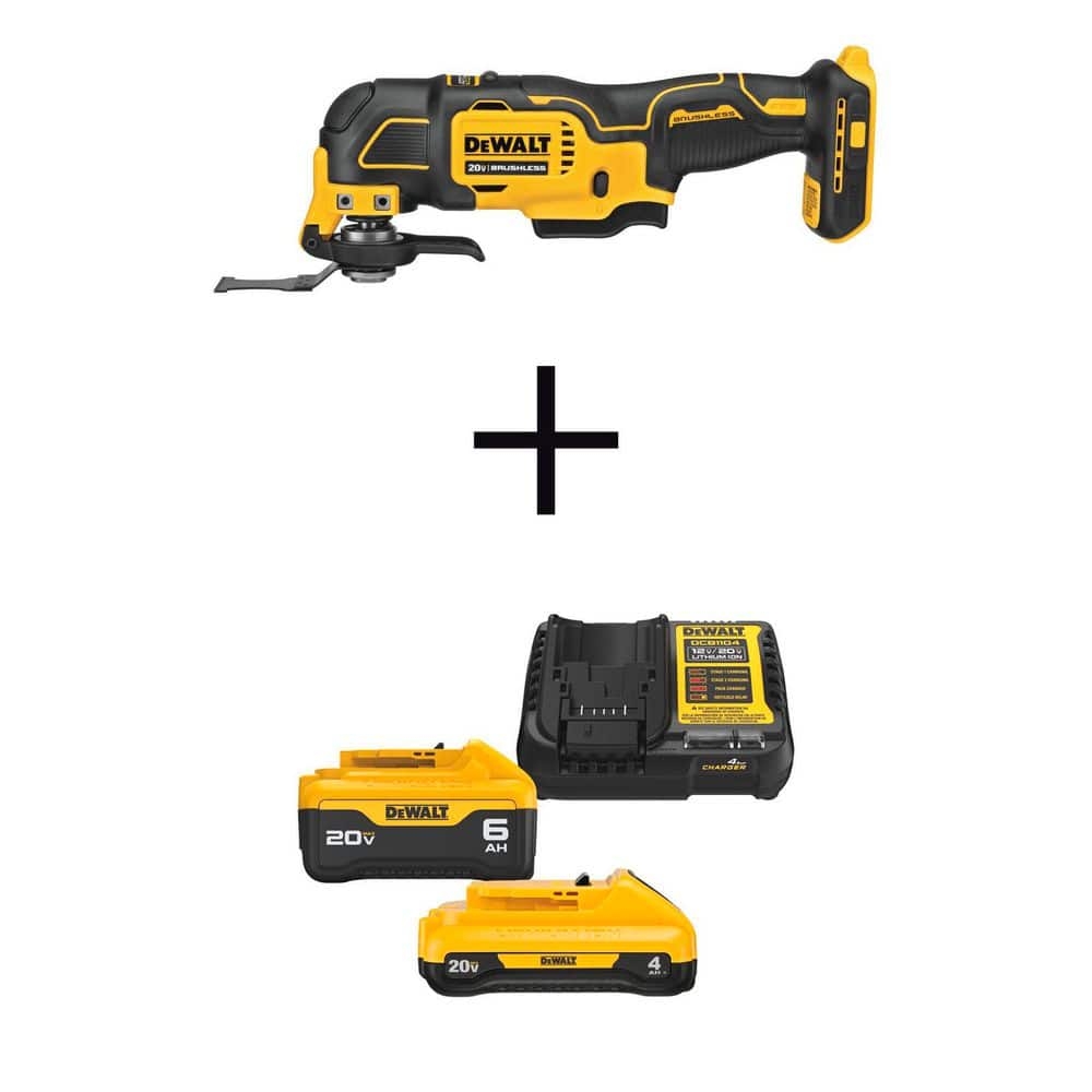 DeWalt DCS354BDCB246CK Atomic 20V Max Cordless Brushless Oscillating Multi Tool 1 20V 6 0Ah And 1 20V 4 0Ah Batteries And Charger