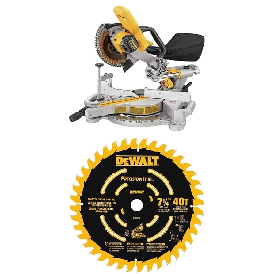 DEWALT DCS361B 20V Max Cordless Miter Saw With 7 1 4 DEWALT 40T Precision Trim Miter Saw Blade Amazon