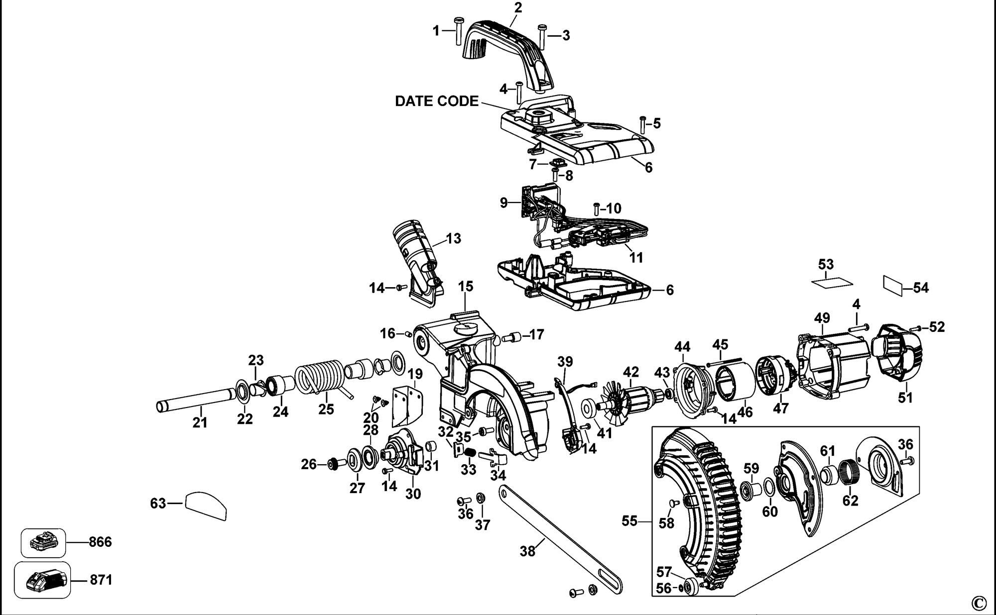 Dewalt Dcs365 Mitre Saw type 1 Spare Parts SPARE DCS365 TYPE 1 From Spare Parts World
