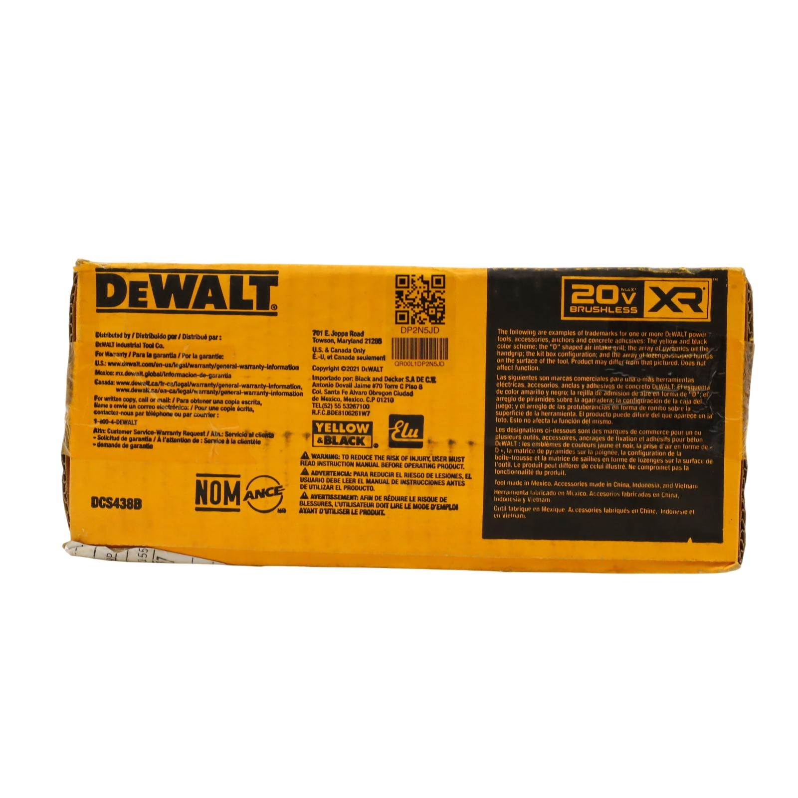 DeWalt DCS438B 20V XR Lithium Ion Brushless 3