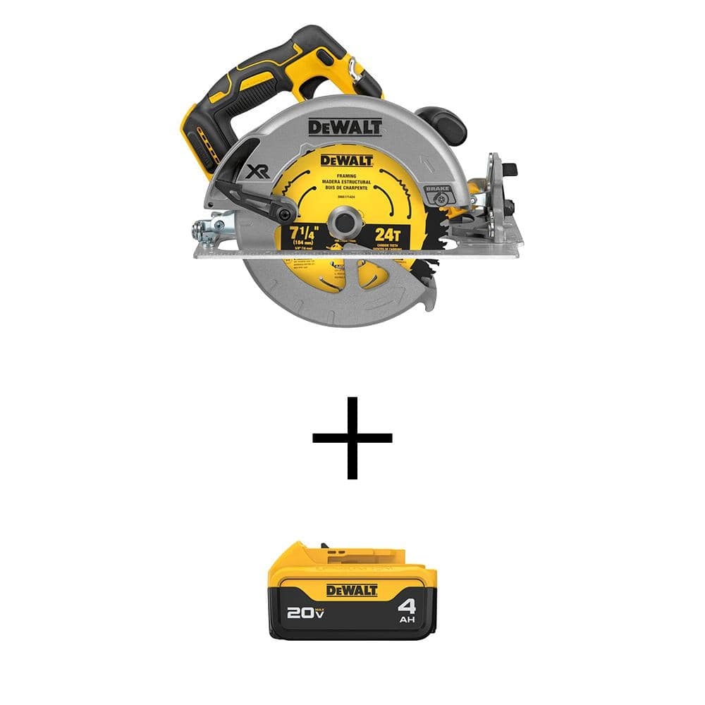 DeWalt DCS570BW204 20V Max XR Cordless Brushless 7 1 4 In Circular Saw And 1 20V Max XR Premium Lithium Ion 4 0Ah Battery