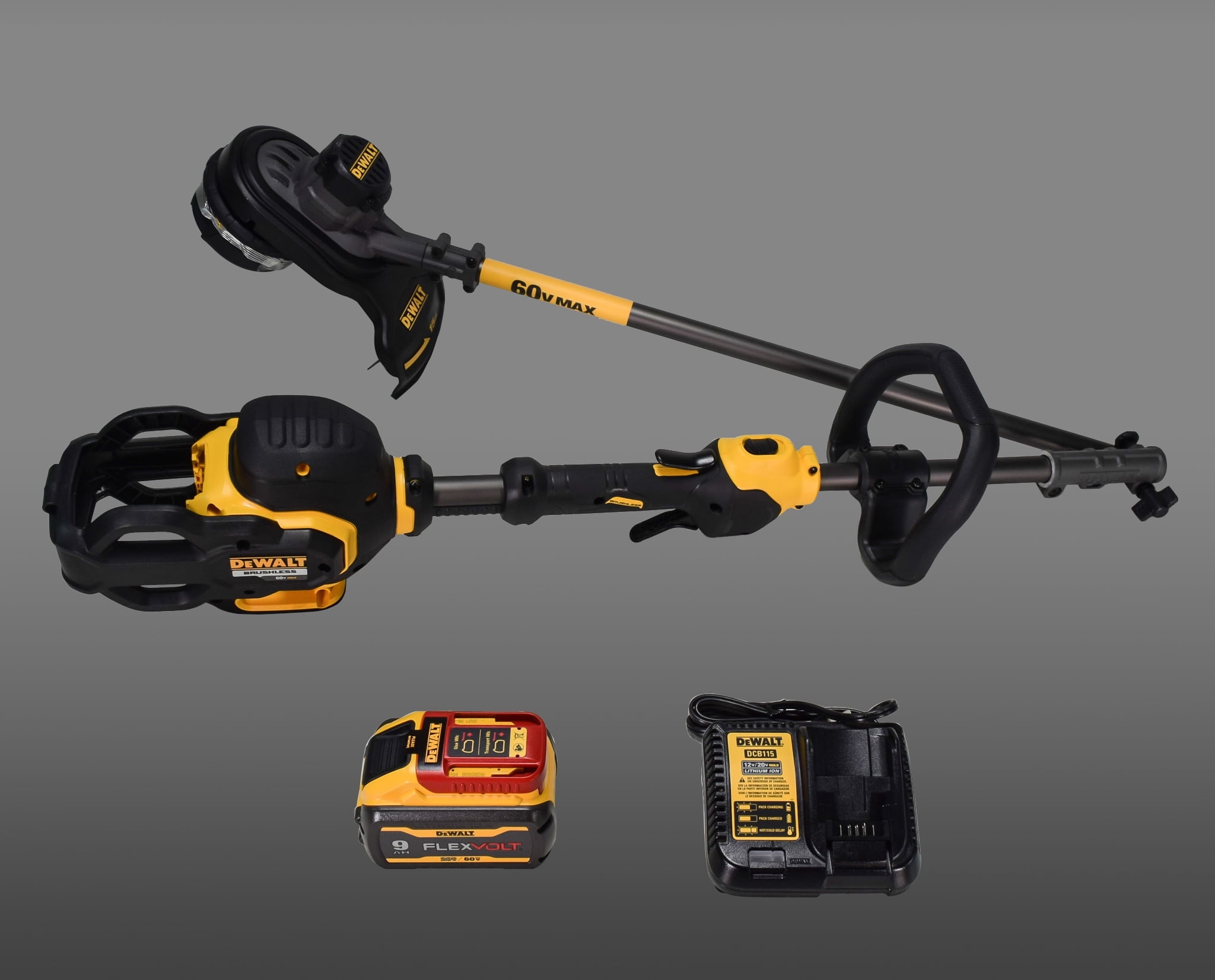 DeWalt DCST970X1S FLEXVOLT 60V MAX Cordless String Trimmer Kit With 3 0Ah Lithium Ion Battery Charger Walmart