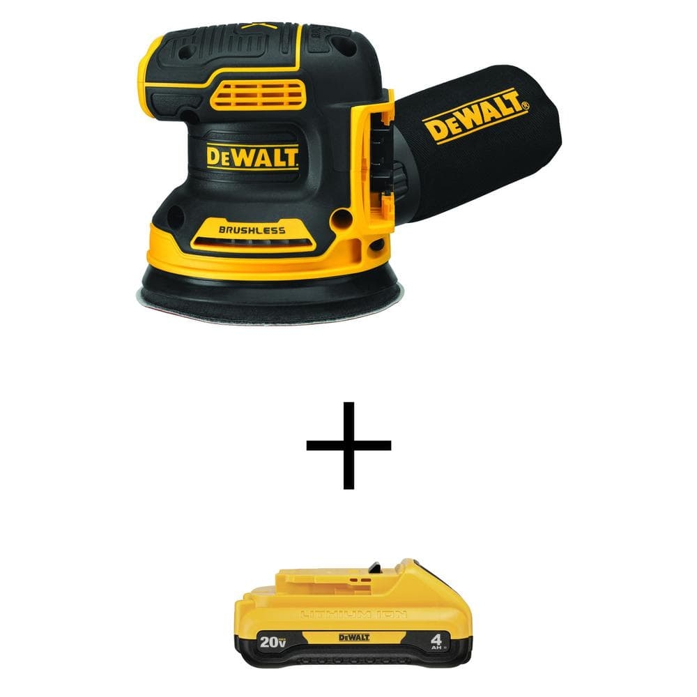 DeWalt DCW210BW240 20V Max XR Cordless Brushless 5 In Random Orbital Sander With 20V 4 0Ah Compact Lithium Ion Battery Pack