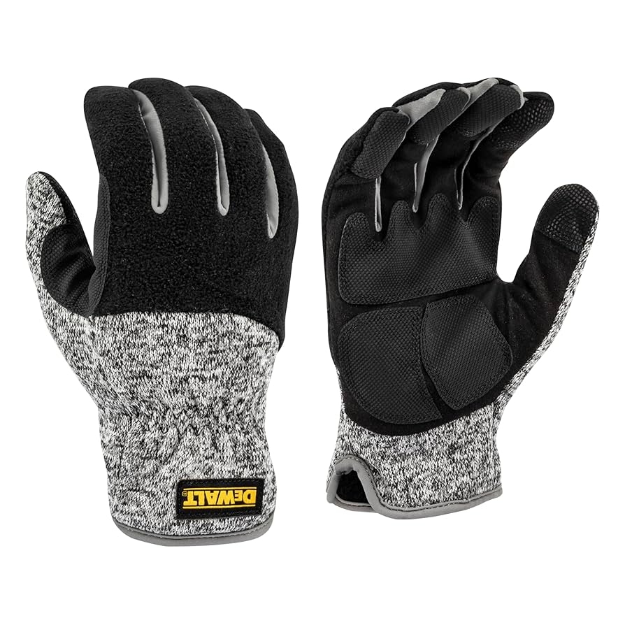 DEWALT DPG751 Unisex Padded Palm Fleece Slip On Cold Weather Glove With Touchscreen Black Gray Size Medium Amazon Tools U0026 Home Improvement