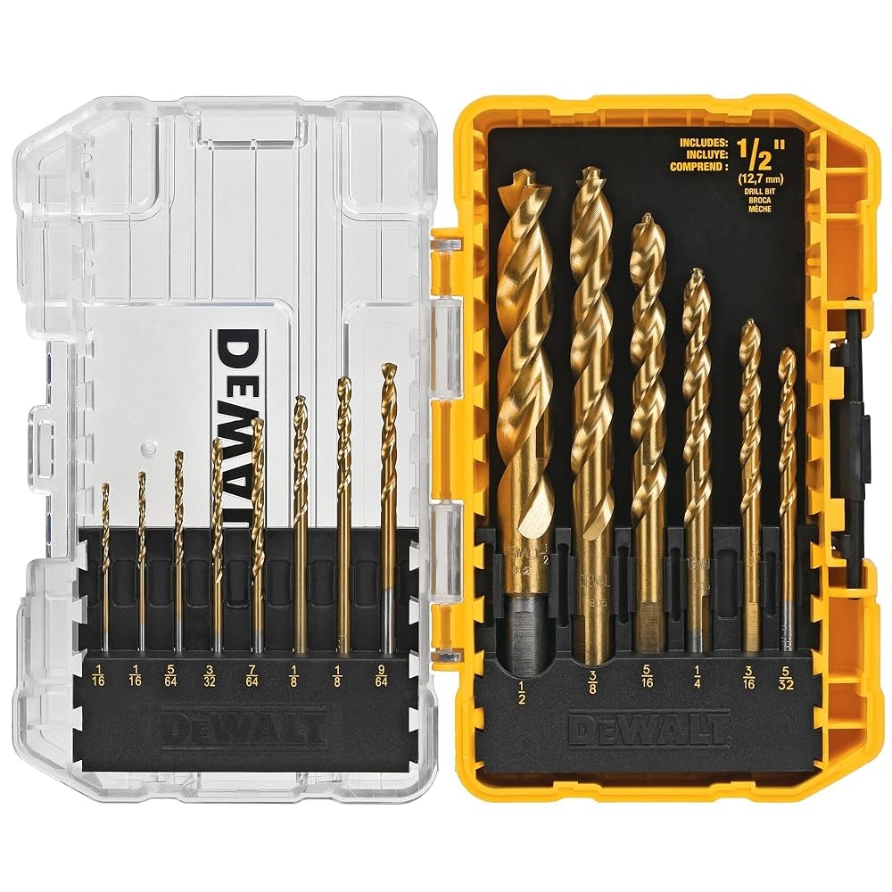 DEWALT Drill Bit Set Titanium Nitride Coated 14 Piece DW1354 Brad Point Bits Amazon