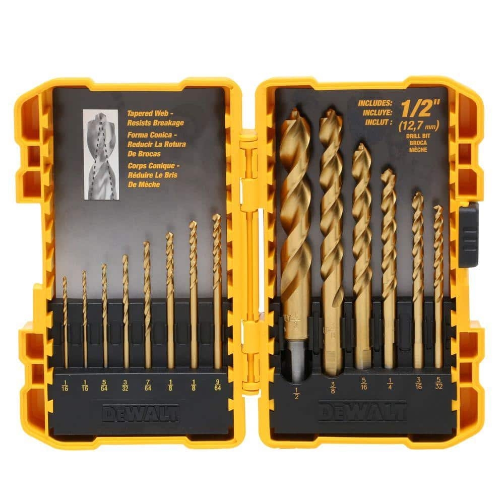 Dewalt DW1354 5 14 Piece Titanium PP Drill Bit Set With Shank 1 2