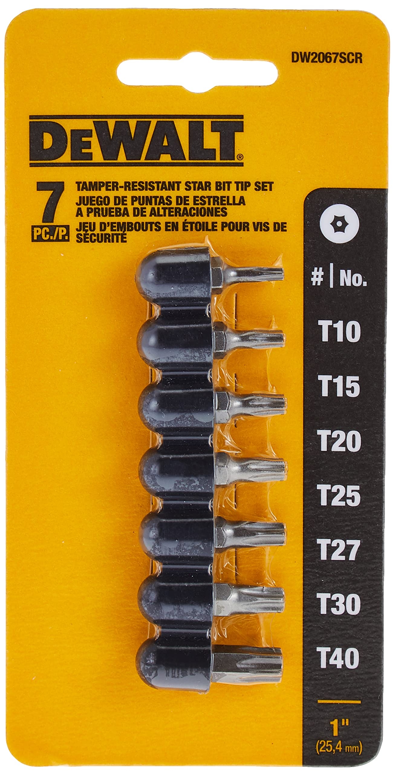 DeWalt DW2067SCR Security Torx Set 7 Piece Touch On Bathroom 