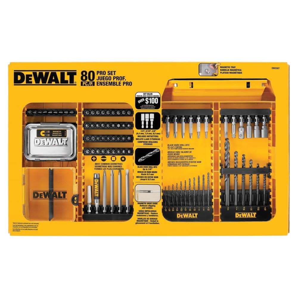 DEWALT DW2587 80 Piece Professional Drilling Driving Set Jobber Drill Bits Amazon