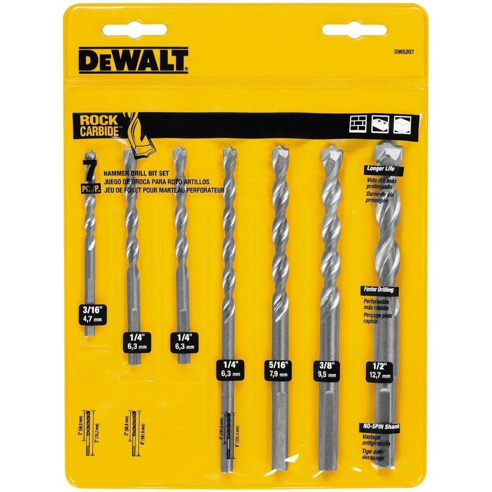 DeWalt DW5207 7 Piece Masonry Drill Bit Set