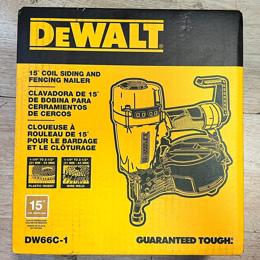 DEWALT DW66C 1 Pneumatic 15 Degree Coil Siding Nailer