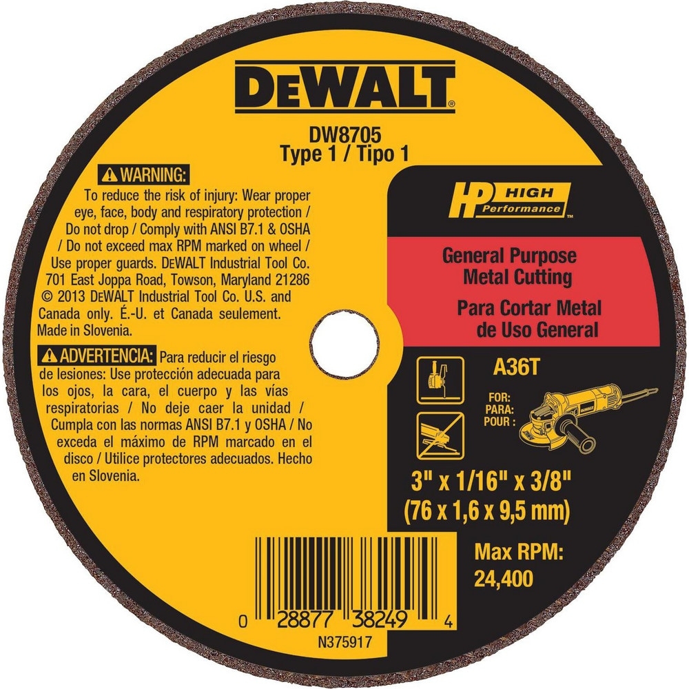 DeWalt DW8709 A24R Wheel 3 Inch X 1 8 Inch X 3 8 Inch