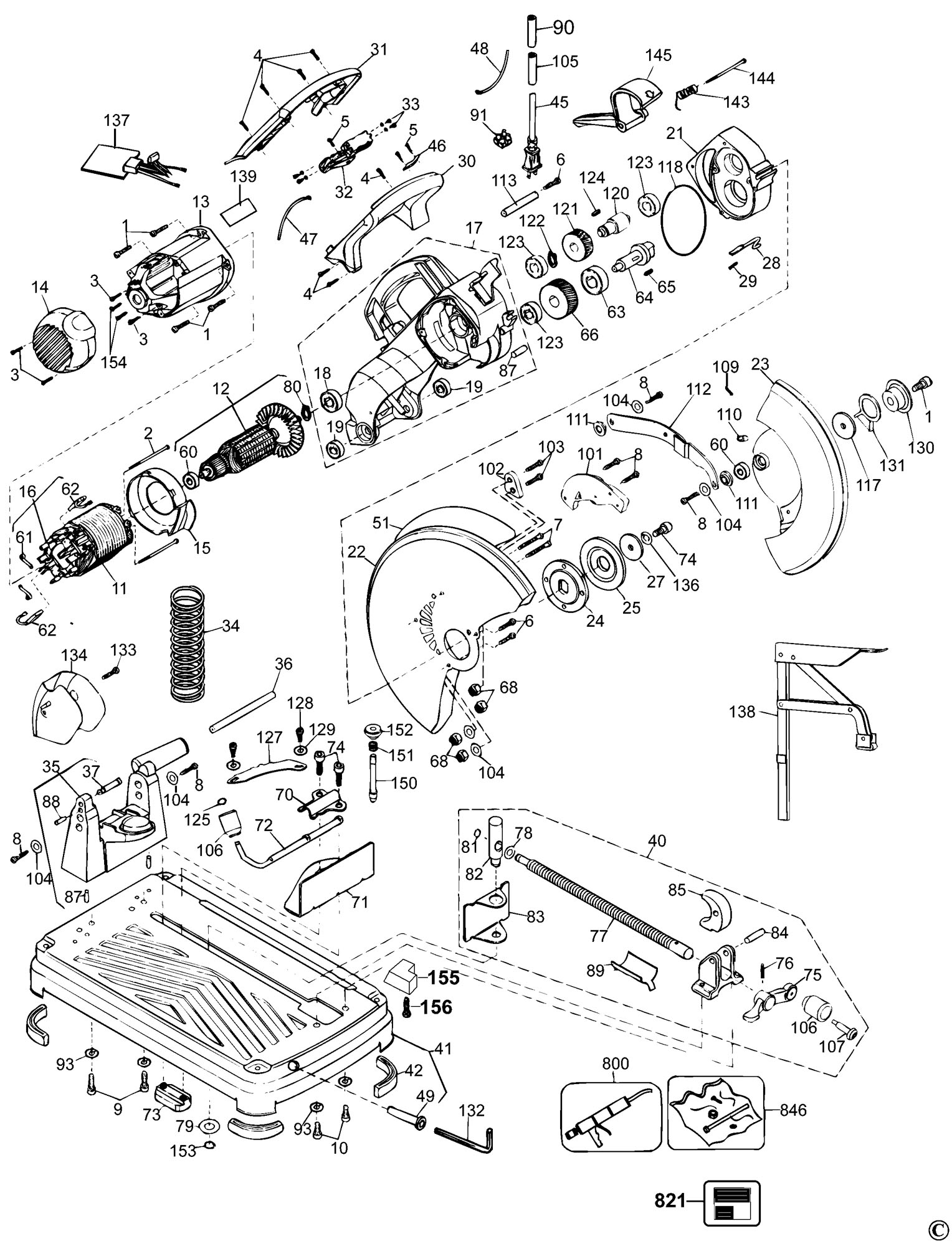 Dewalt Dw872 Chop Saw Metal Cutting type 2 Spare Parts SPARE DW872 TYPE 2 From Spare Parts World