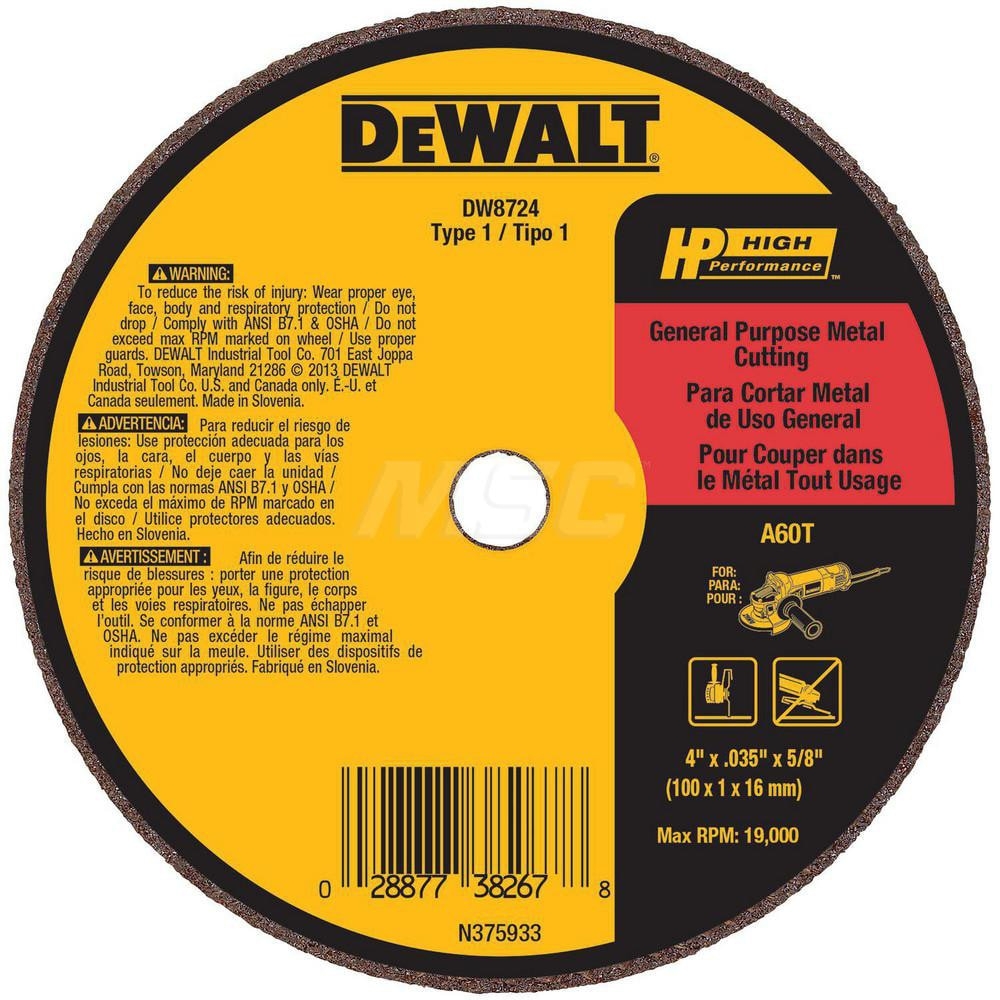 DeWalt DW8724 A60T Wheel 4 Inch X 035 Inch X 5 8 Inch