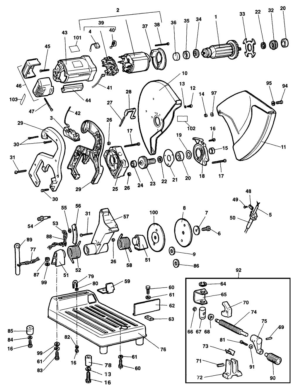 DeWalt DW875 Type 1 Chop Saw Spare Parts Part Shop Direct