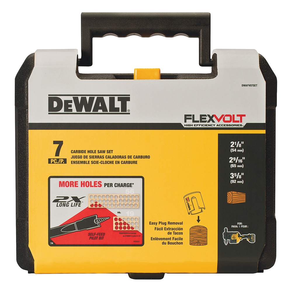 DEWALT DWAFV07SET Hole Saw Kit 7 Piece Carbide DeWALT
