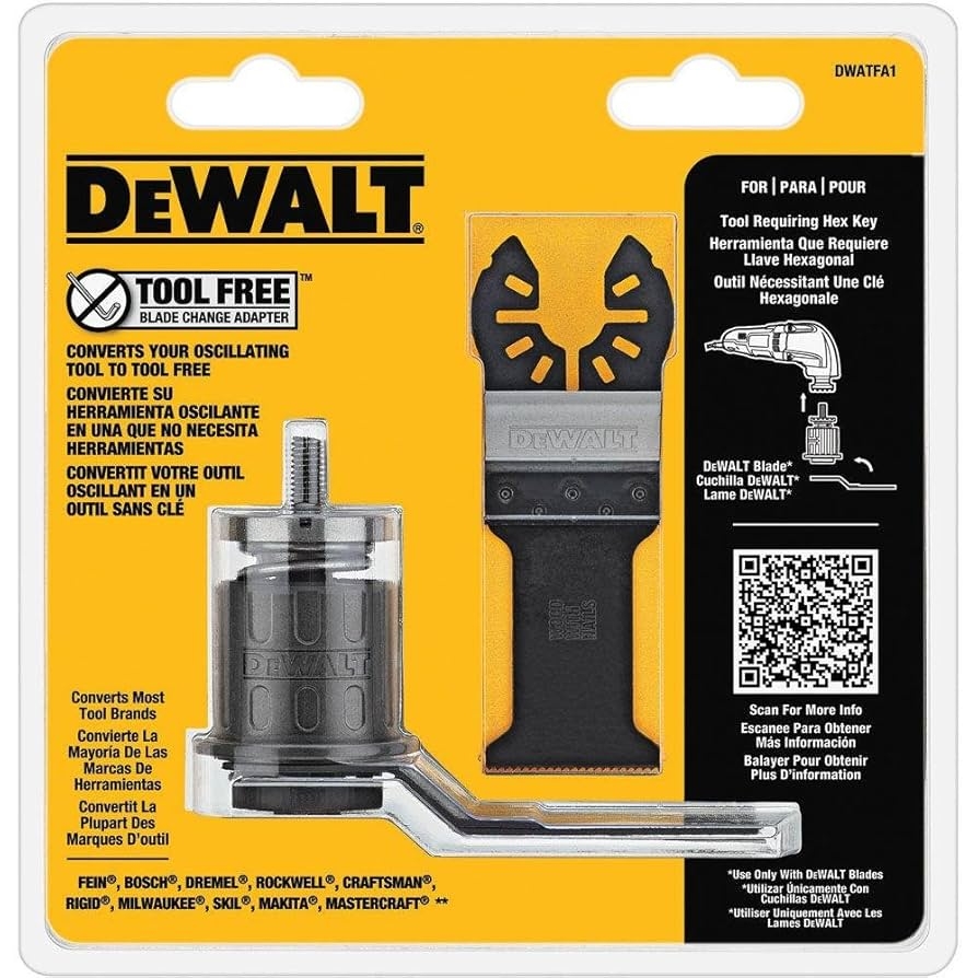 DEWALT DWATFA1 Oscillating Tool Free Adaptor With 2 Blades 