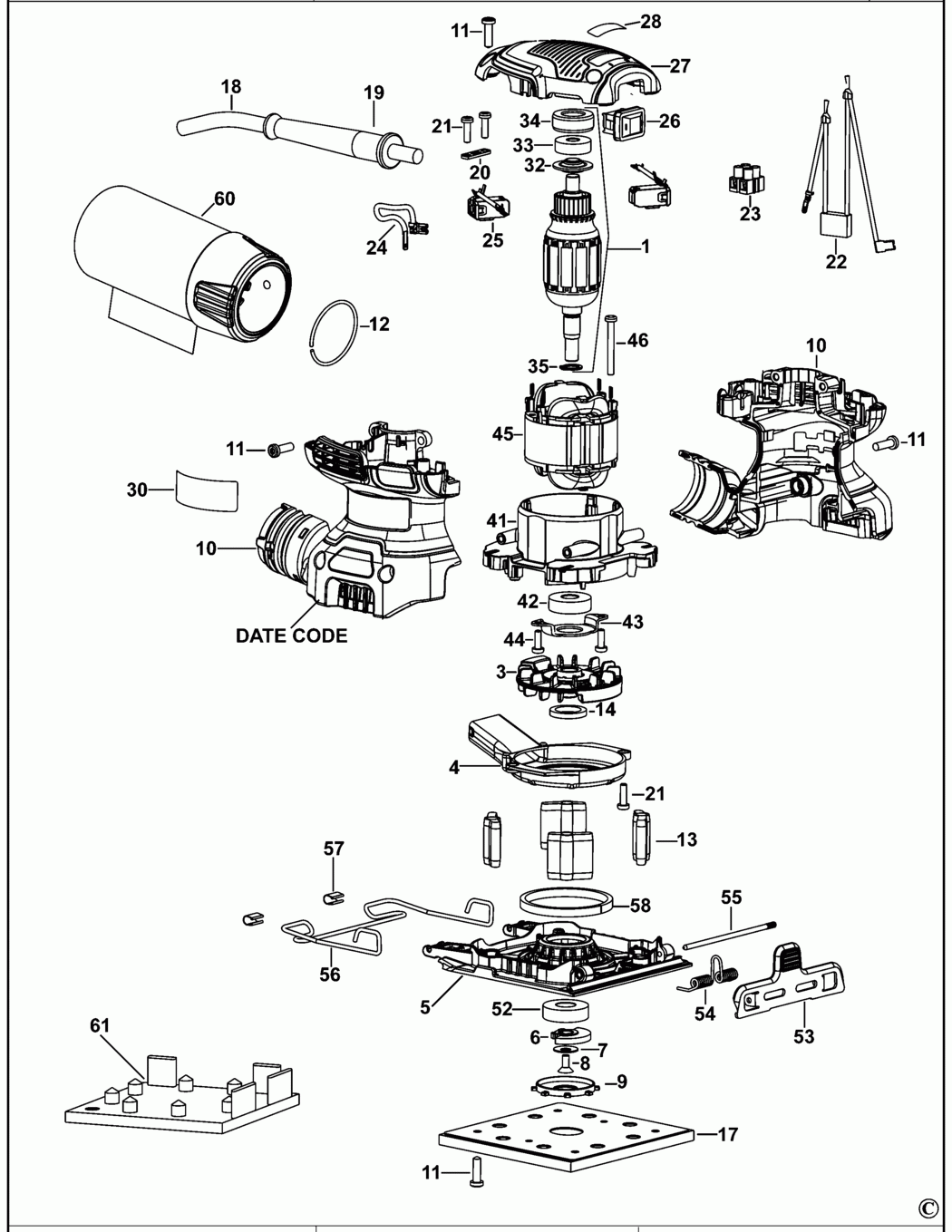 dewalt palm sander parts