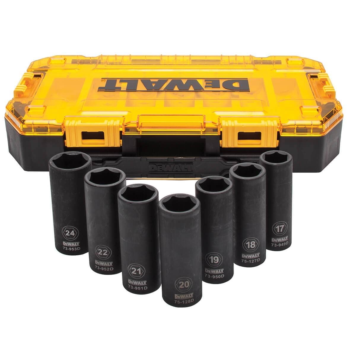 DEWALT DWMT74737 Tough Box 7PC Mm 1 2 Deep Drive Impact Socket Set Amazon