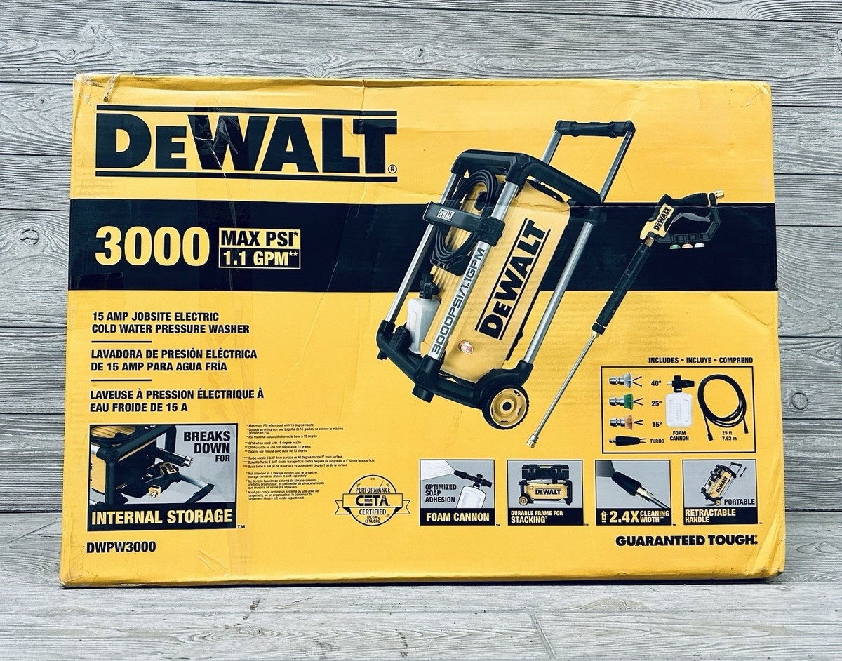 DeWALT DWPW3000 3000 MAX PSI 1 1 GPM 15 AMP Brushless Jobsite 