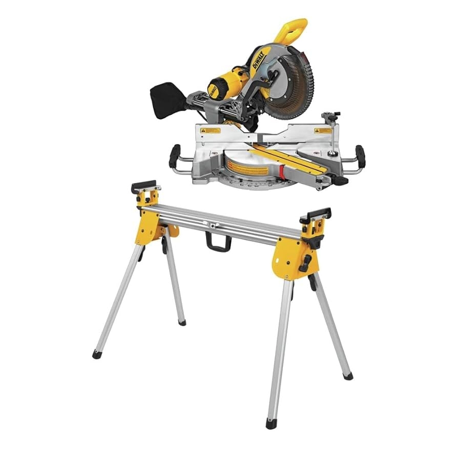 DEWALT DWS779 DWX724 120V 15 Amp Double Bevel Sliding 12 in Corded Compound Miter Saw With Compact Stand Bundle Amazon