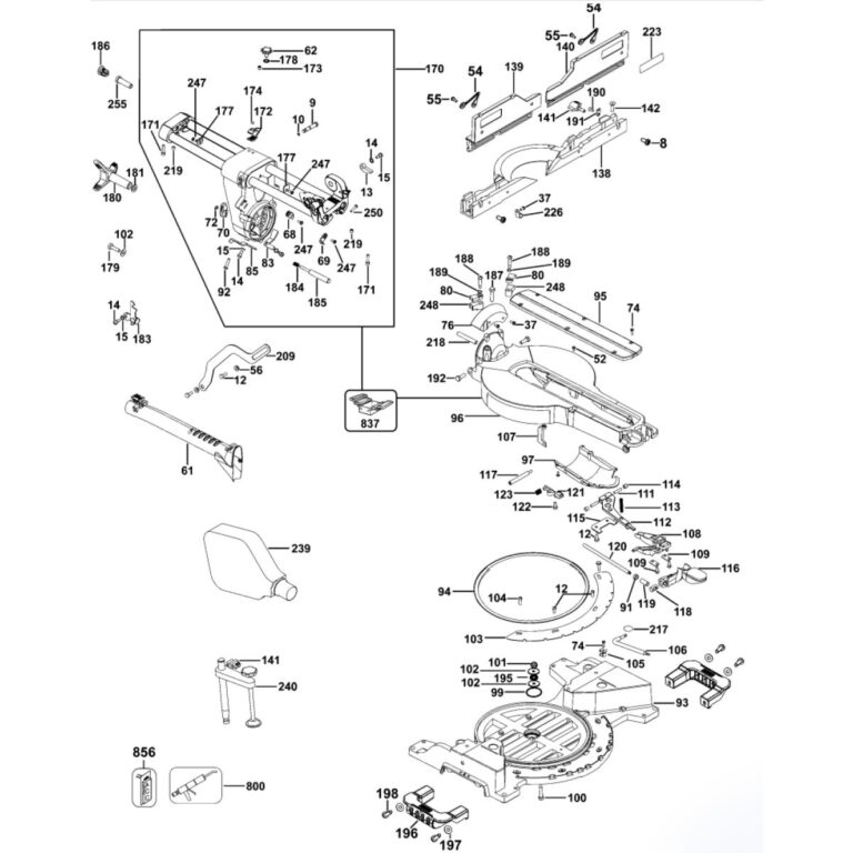 Dewalt Dws780 Lx 305Mm Electric Mitre Saw Spare Parts Type 12 Spare Parts Tools And Parts Direct