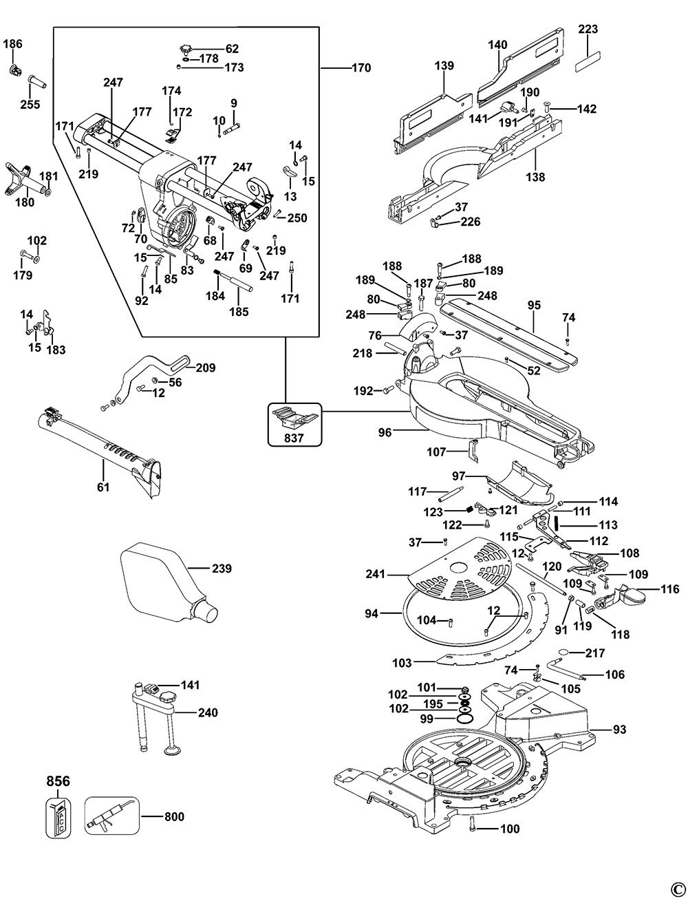 DeWalt DWS780 Type 11 Mitre Saw Spare Parts Part Shop Direct