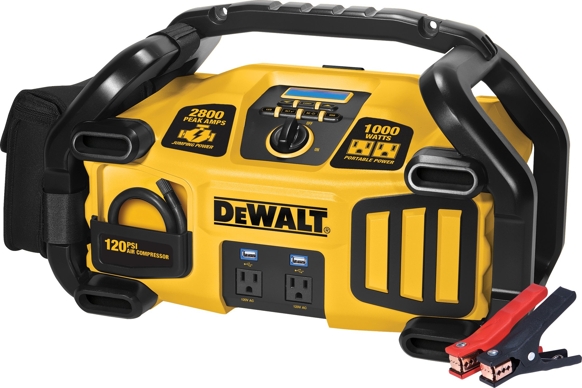 DEWALT DXAEPS2 Professional Power Station Jump Starter 2800 Peak 1400 Instant Amps 1000W Inverter 120 PSI Air Compressor Battery Clamps In Oman Whizz Audio Video Accessories