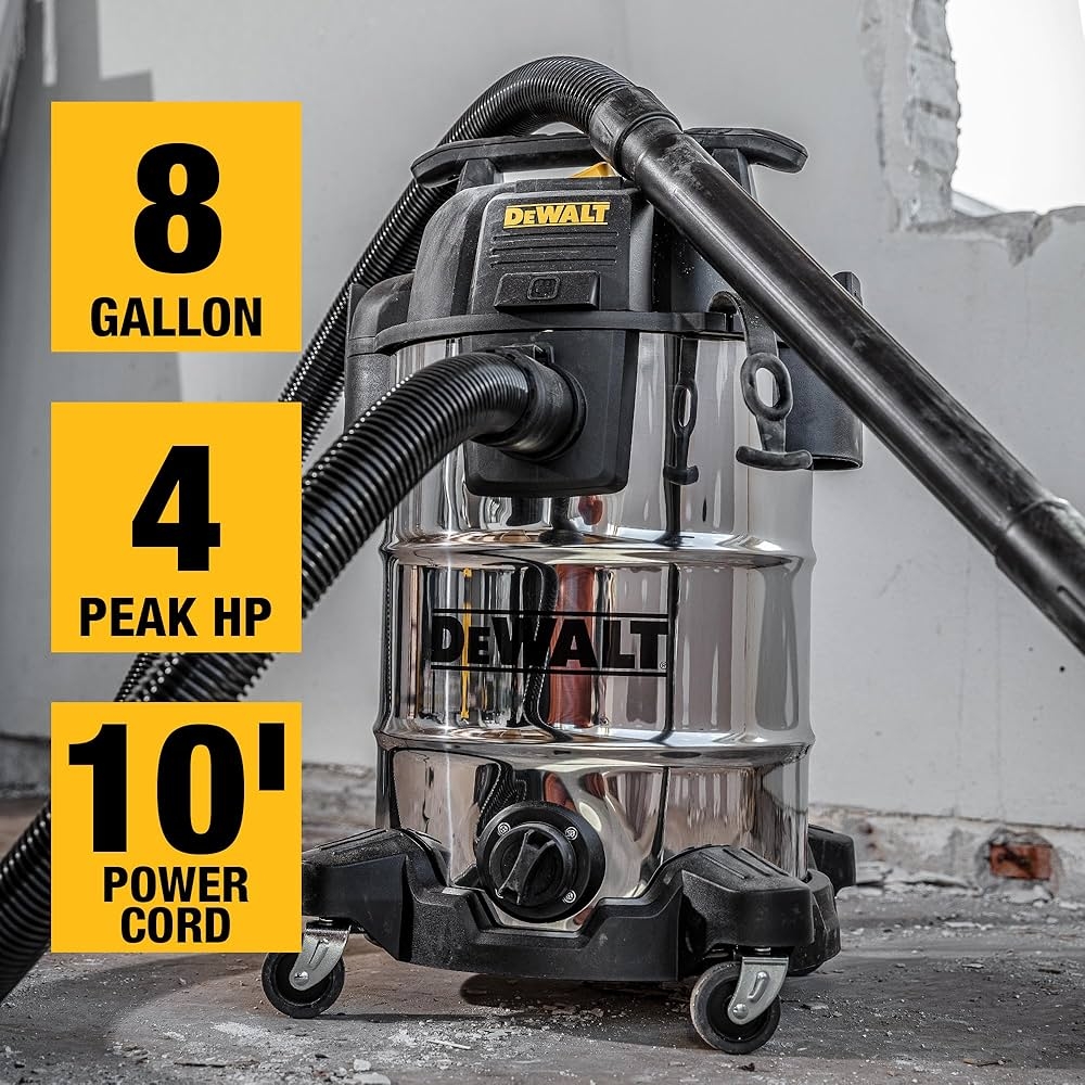 DEWALT DXV08S 8 Gallon Wet Dry Vacuum 4 Peak HP Shop Vacuum Stainless Steel Tank Silver Amazon Industrial U0026 Scientific