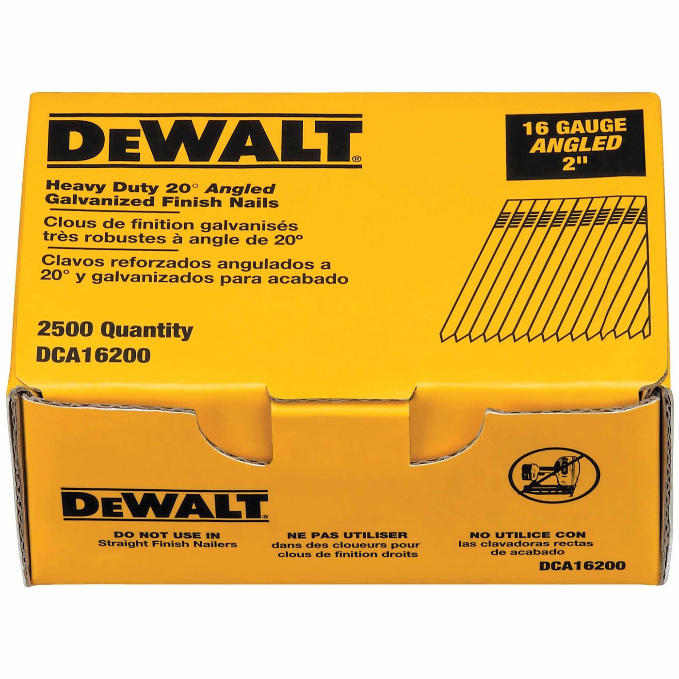 DEWALT Finish Nails 20 Degree 2 Inch 16GA 2500 Pack DCA16200 Collated Finish Nails Amazon