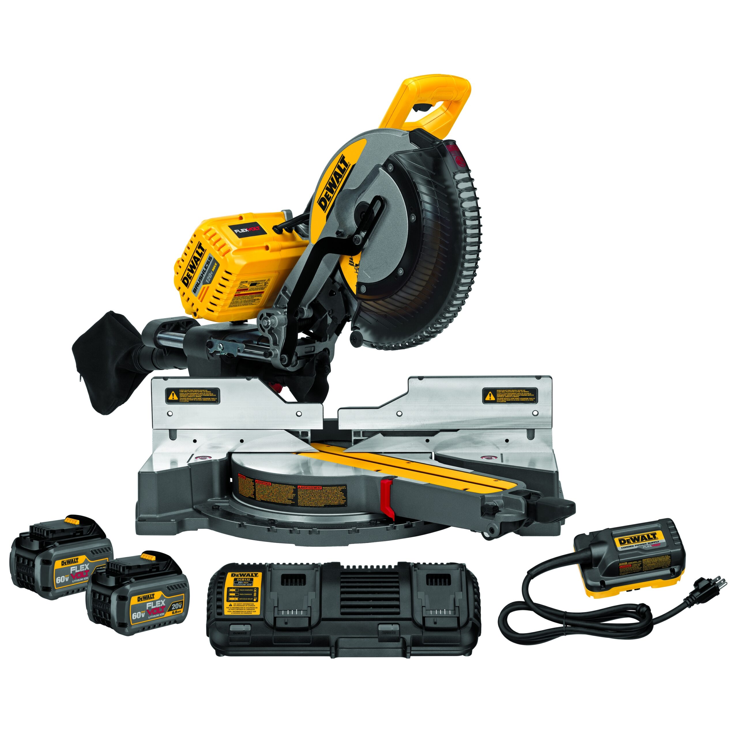 DEWALT FlexVolt 12 In 120V MAX Double Bevel Compound Sliding Miter Saw 2 Battery Kit