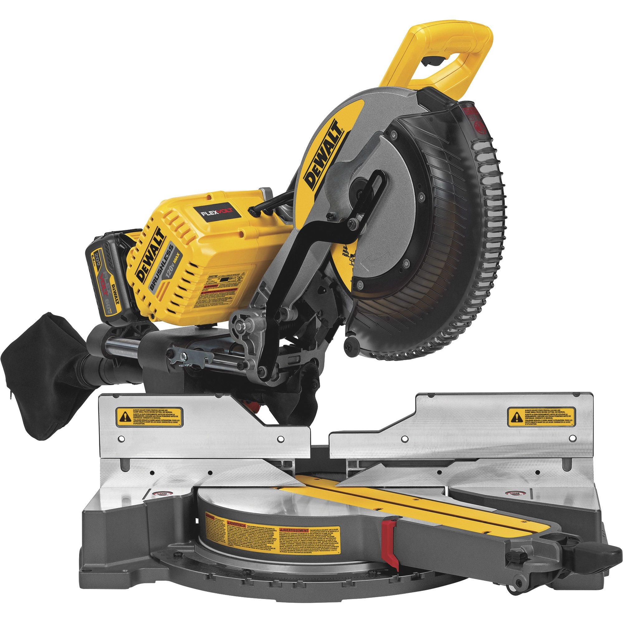DEWALT FLEXVOLT 120 VOLT MAX 12in Double Bevel Sliding Compound Miter Saw Kit With 2 20V 60V FLEXVOLT MAX Batteries Charger And 120 Volt AC Adapter Model DHS790AT2 Northern Tool