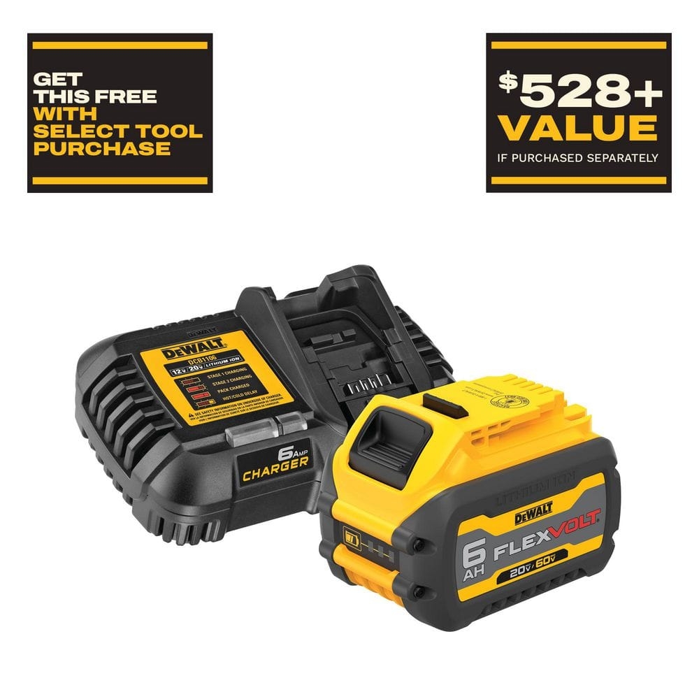 DEWALT FLEXVOLT 20V 60V MAX Lithium Ion 6 0Ah Battery Pack With 6 Amp Output Charger DCB606C The Home Depot