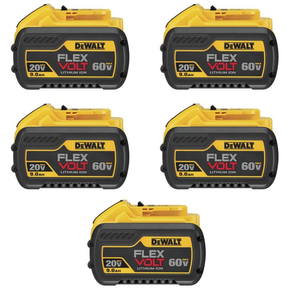DEWALT FLEXVOLT 20V 60V MAX Lithium Ion 9 0Ah Battery Pack 5 Pack DCB609 5 The Home Depot