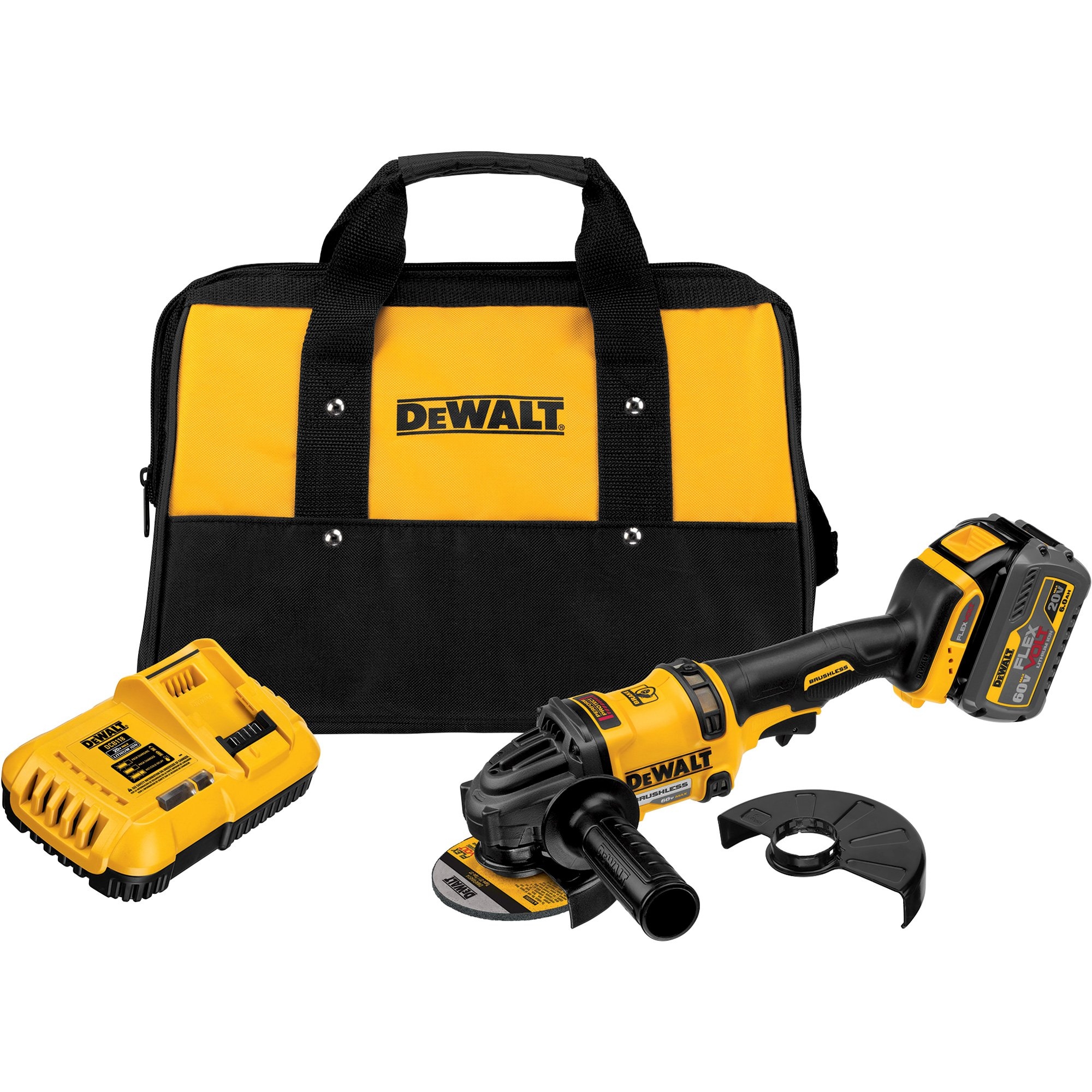 DEWALT FLEXVOLT 60 Volt Grinder Kit One FLEXVOLT Battery 4 1 2in 6in Model DCG414T1 Northern Tool