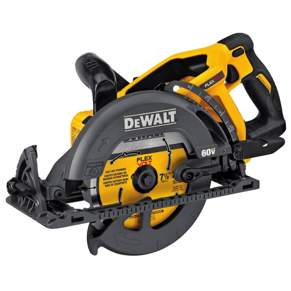 DEWALT FLEXVOLT 60V MAX Cordless Brushless 7 1 4 In Wormdrive Style Circular Saw Tool Only DCS577B The Home Depot