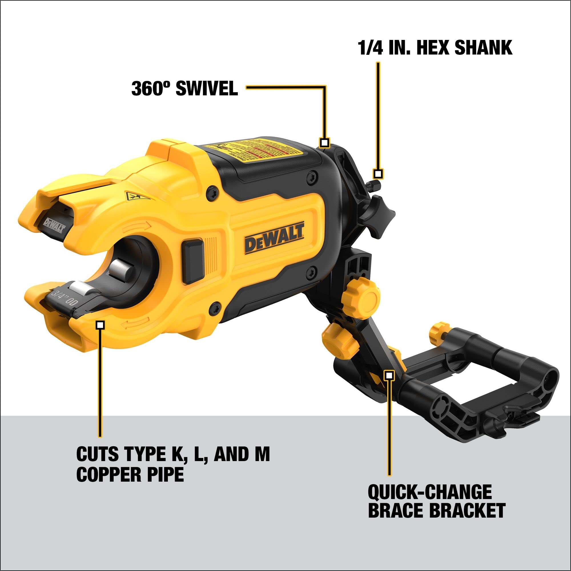 DEWALT IMPACT CONNECT Copper Tubing Cutter With Brace Bracket And DEWALT 20V MAX Impact Driver Cordless 3 Speed Battery And Charger Included Amazon