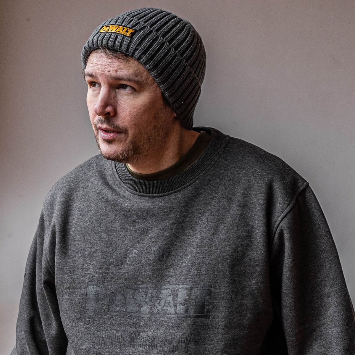 DeWalt Knitted Beanie Hat Chunky Heavy Ribbed Knit Warm Hat Warm Winter Work EBay