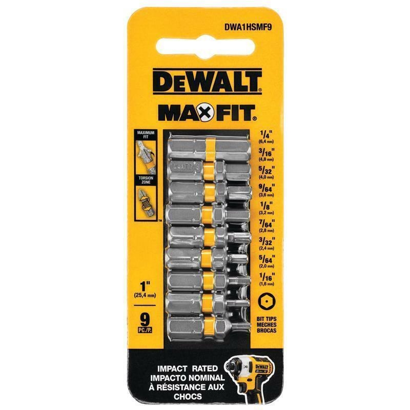 DeWalt Max Fit Hex 1 In L Screwdriver Bit Set Steel 9 Pk 2029876