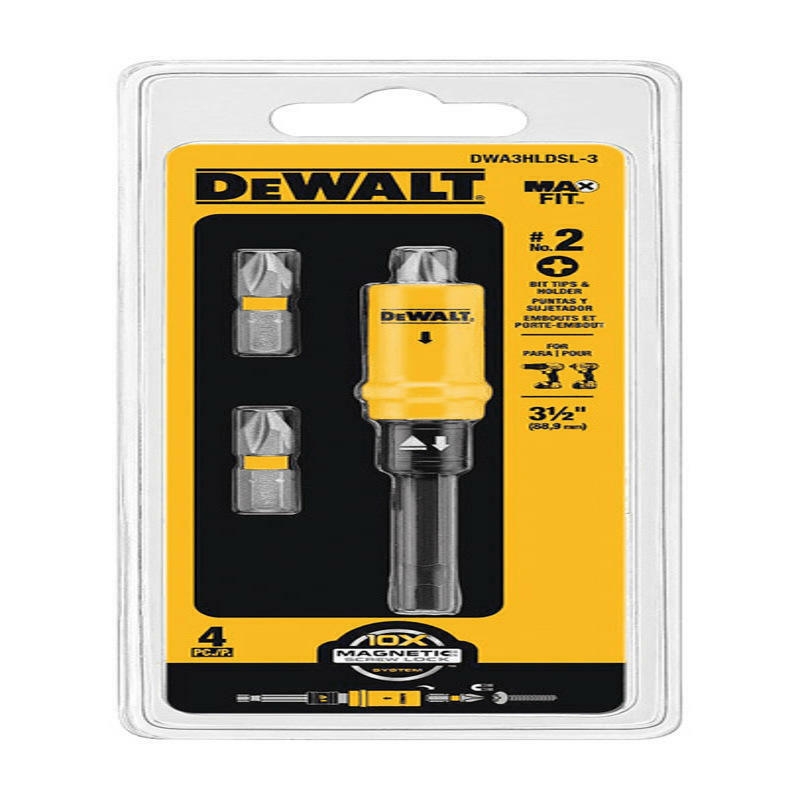 DeWalt Max Fit Phillips 2 Screw Lock Bit And Holder Set S2 Tool Steel 4 PC