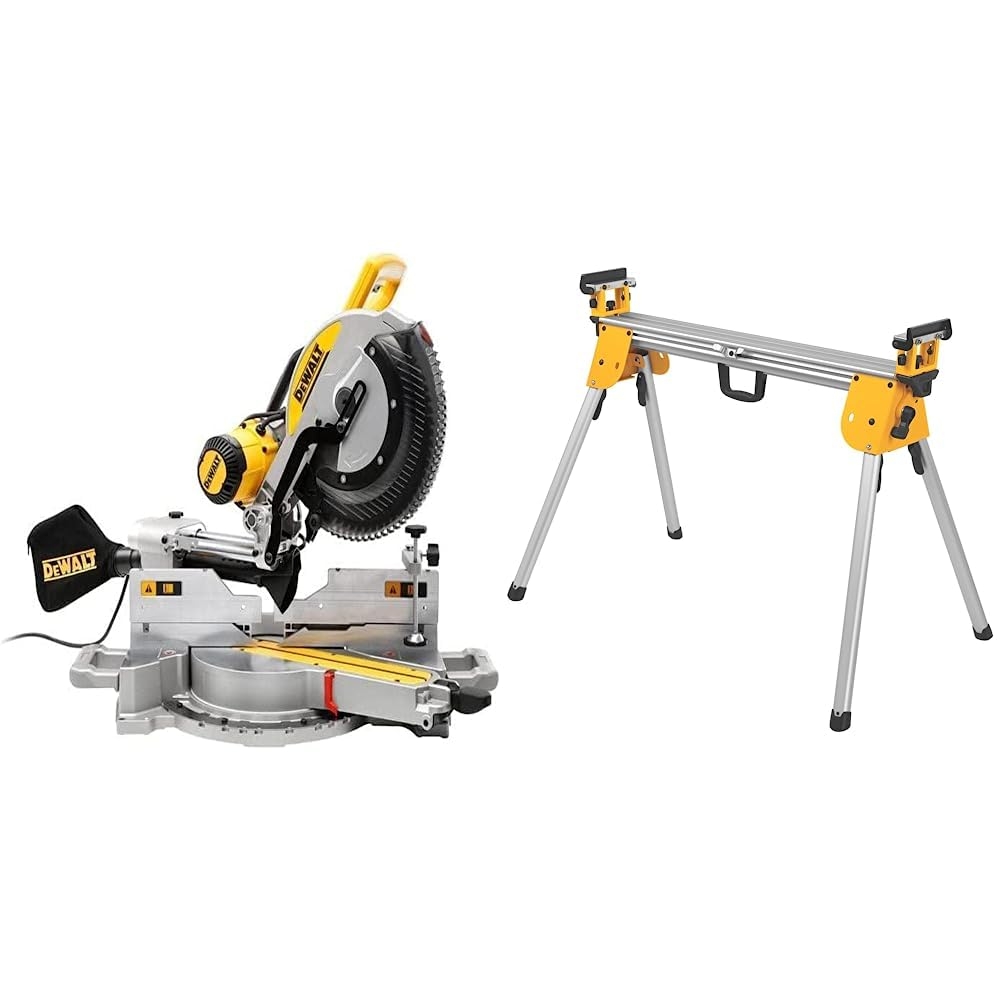 DEWALT Miter Saw 12 Inch 15 Amp 3 800 RPM Double Bevel Capacity With Sliding Compound Corded With Miter Saw Stand DWS780 DWX724 Amazon