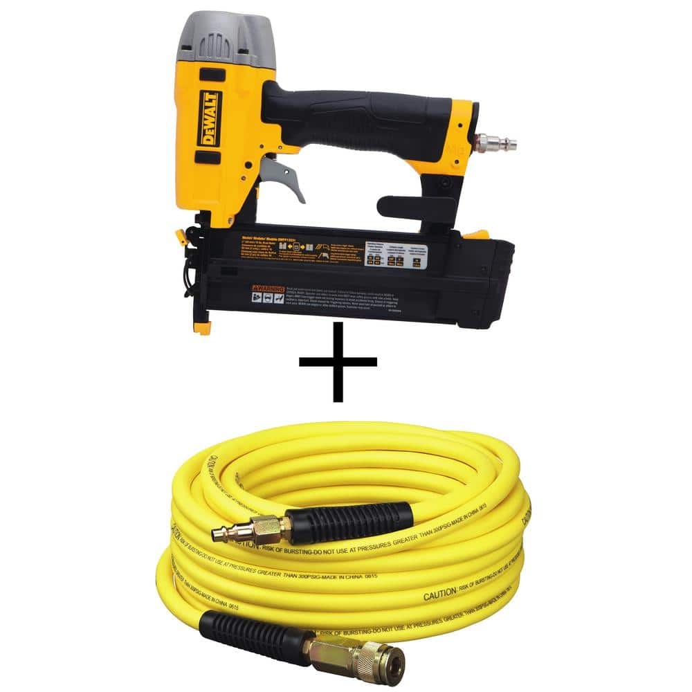 DEWALT Pneumatic 18 Gauge 2 In Brad Nailer Kit And 50 Ft X 1 4 In Air Hose DWFP12231DWFP1450D The Home Depot