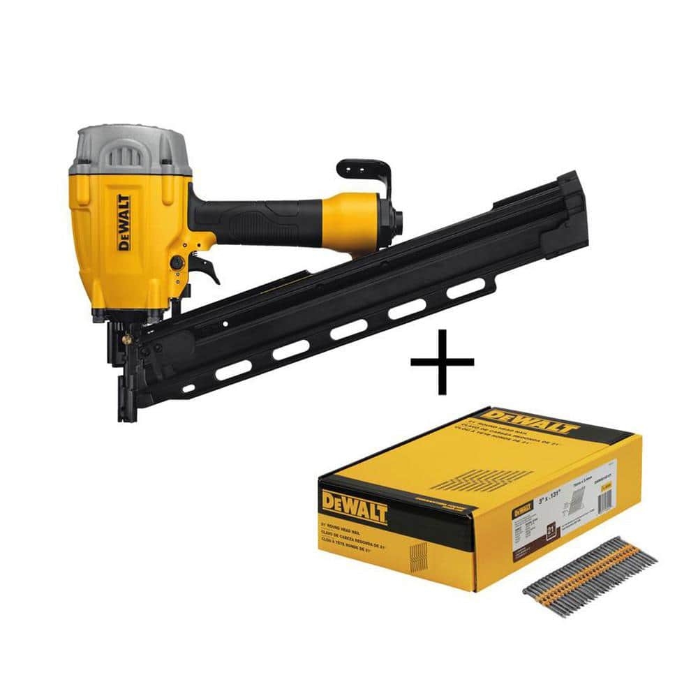 DEWALT Pneumatic 21 Degree Collated Framing Nailer And 3 In X 0 131 In Metal Framing Nails 2000 Pack DWF83PLW10D131 The Home Depot