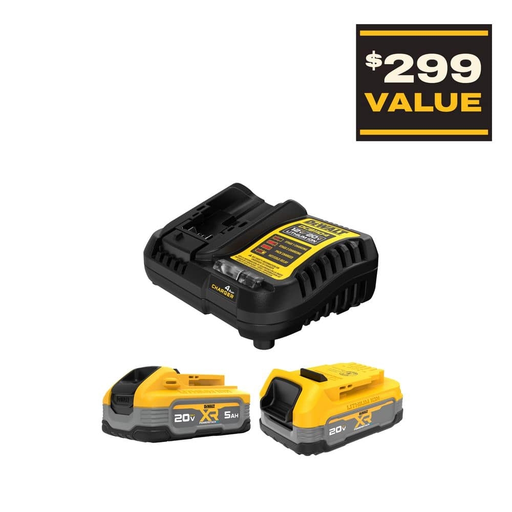 DEWALT Powerstack 20 Volt Lithium Ion 5 0 Ah And 1 7 Ah Batteries And Charger DCBP315 2C The Home Depot