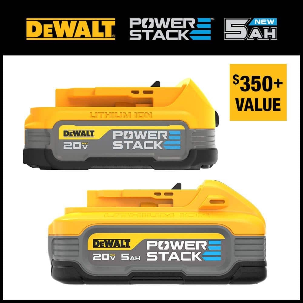DEWALT POWERSTACK 20V 5 0Ah And 1 7Ah Lithium Ion Power Tool Battery Packs 2 Pack DCBP315 2 The Home Depot
