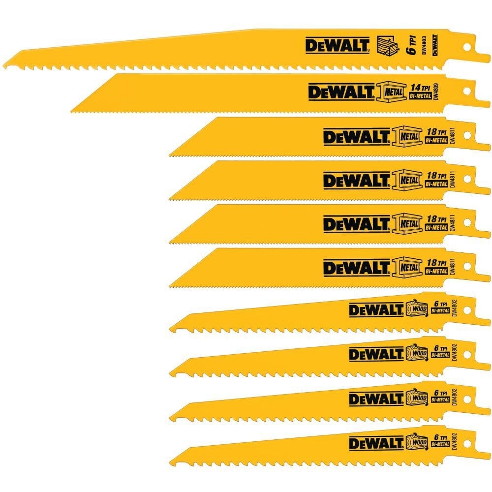 DEWALT Reciprocating Saw Blades 10 Piece Combination Set Various Sizes DW4898 Power Reciprocating Saws Amazon