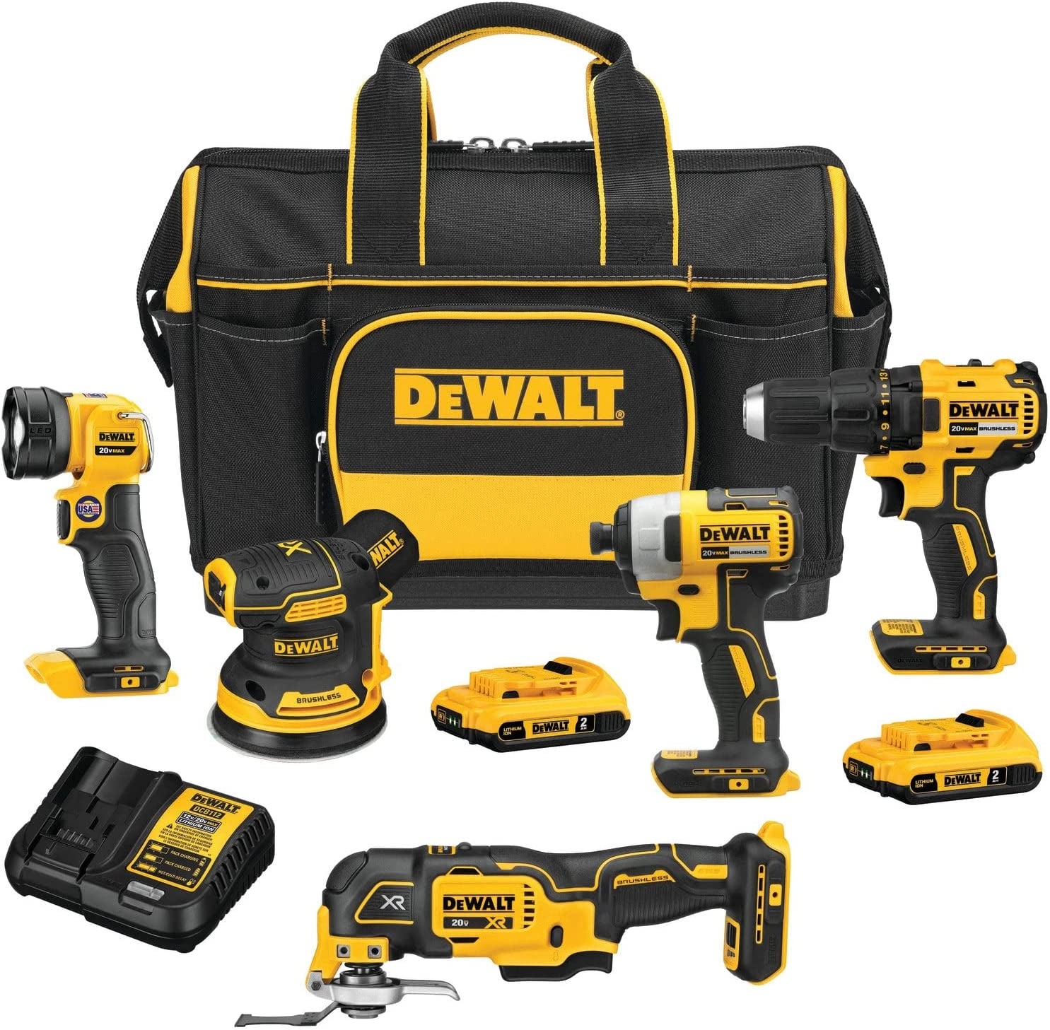 Dewalt Refurbished DCKSS521D2R 20V MAX Cordless 5pc Combo Kit With 